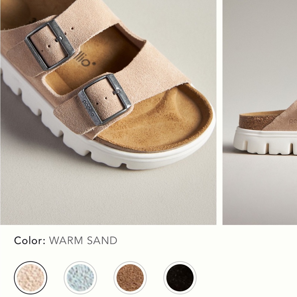 Warm Sand Suede Sandals with White Soles - Birkenstocks